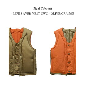 Nigel Cabourn - LIFE SAVER VEST CWC - OLIVE/ORANGE 【国内正規】ナイジェルケーボン《ライフセーバーベスト》オリーブ/オレンジ