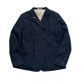 Nigel Cabourn woman - FRENCH WORK DB JACKET LINEN - HIGH DENSITY LINEN - NAVY ナイジェルケーボン ウーマン《フレンチワークDBジャケット》ネイビー