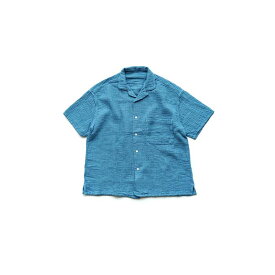 Porter Classic - SASHIKO LINEN PREMIUM SHORT SLEEVE SHIRT - BLUE