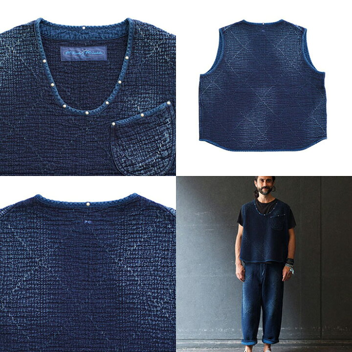 Porter Classic SASHIKO PULLOVER VEST BLUE ポータークラシック《 刺し子 プルオーバーベスト 》ブルー PSC Porter Classic SASHIKO PULLOVER VEST BLUE ポータークラシック《 刺し子 プルオーバーベスト 》ブルー