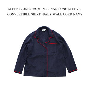SLEEPY JONES WOMEN'S - NAN LONG SLEEVE CONVERTIBLE SHIRT -BABY WALE CORD NAVY