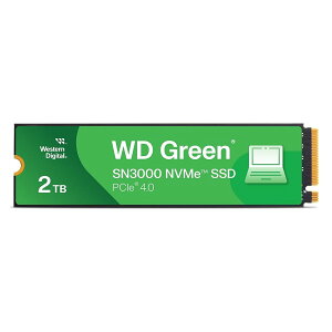 Western Digital 2TB WD Green SN3000 NVMe ����SSD - �\���b�h�X�e�[�g�h���C�u - Gen4 PCIe M.2 2280 �ő�5,000MB/�b - WDS200T4G0E