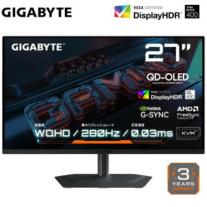 GIGABYTE �M�K�o�C�g MO27Q2A �Q�[�~���O���j�^�[ 27�C���` QD?OLED 280Hz 0.03ms HDR1000 NVIDIA G-Sync Compatible HDMI2.1 USB-C KVM 3�N�ۏ�