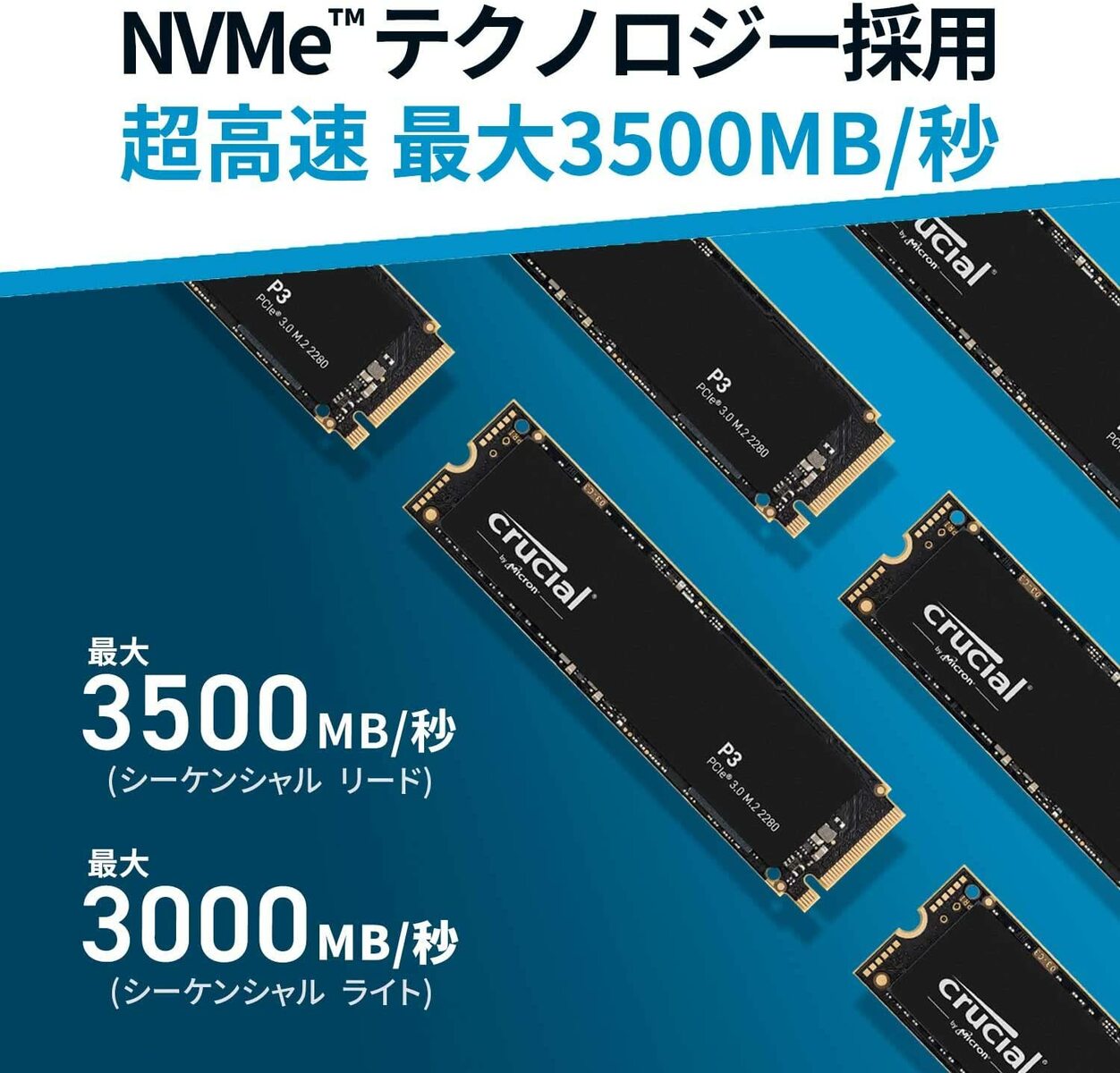 楽天市場】Crucial(クルーシャル) P3 2TB 3D NAND NVMe PCIe3.0 M.2