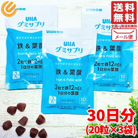 グミサプリ 鉄 葉酸 1000円ポッキリ UHA味覚糖 お試し 30日分 (20粒入×3袋) ポイント消化 コストコ 通販 メール便 送料無料