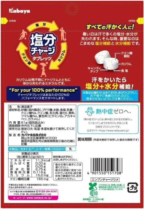 楽天市場】カバヤ 塩分チャージタブレッツ 梅 81g ×12袋セット 塩分 