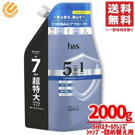 h&s ヘッドスパ シャンプー 5 in 1 クールクレンズ 2000g 1個 詰め替え用 P&G コストコ 通販 送料無料