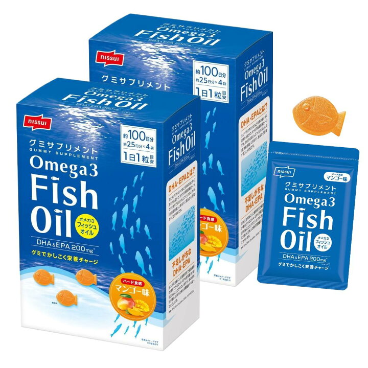 楽天市場】グミサプリ オメガ3 サプリ DHA EPA 約200日分 約25粒×4袋×2箱 フィッシュオイル omega3 fish oil ニッスイ コストコ 通販 送料無料 : PrimeSellerJapan 楽天市場店