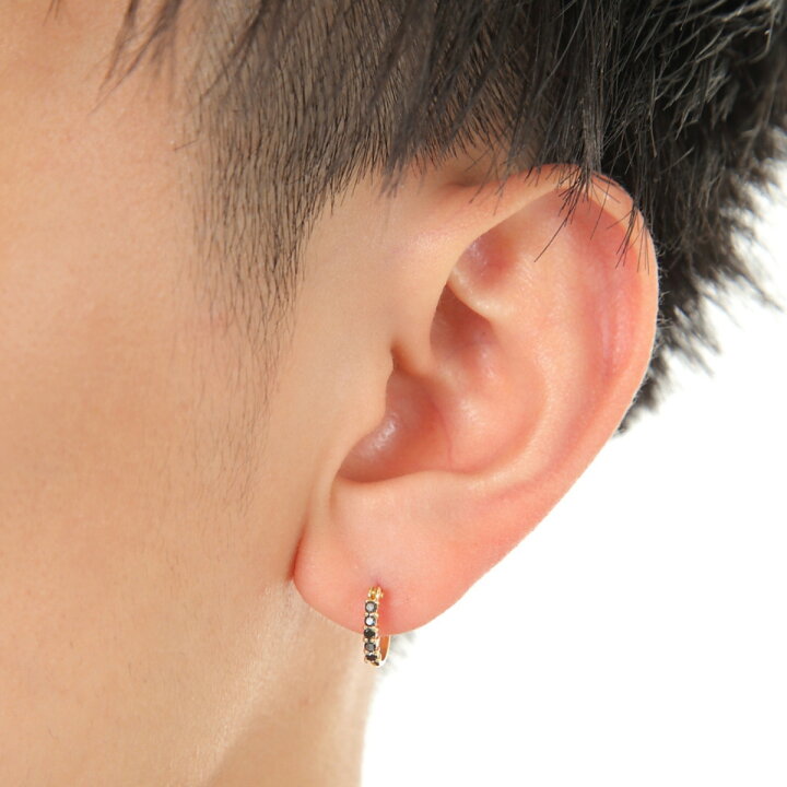 楽天市場】ピアス ダイヤ フープピアス フープ メンズ K18 18K 18金  