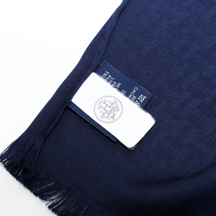 楽天市場】エルメス HERMES カシミア×シルク Hロゴ マフラー ネイビー