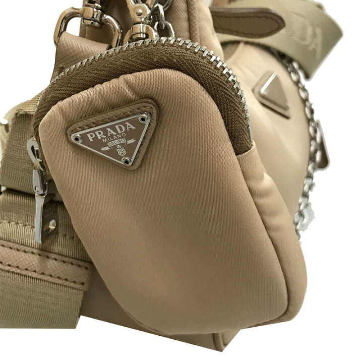 楽天市場】美品 プラダ PRADA トライアングルロゴ チェーン ショルダー 
