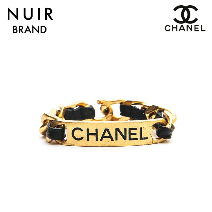楽天市場】シャネル CHANEL ロゴプレート チェーンレザー ブレスレット 