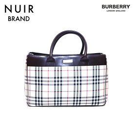 【全品16%OFF】バーバリー BURBERRY ノバチェック ハンドバッグ キャンバス ブラウン WS4242 【中古】【セール】【クーポン 6/11 1:59まで】