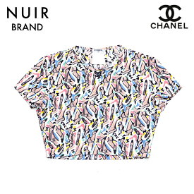 シャネル CHANEL ココマーク パンプス柄 P95 半袖Tシャツ マルチカラー WS4348 【中古】