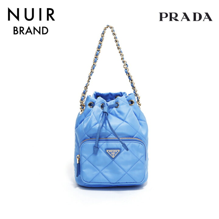 楽天市場】プラダ PRADA ロゴ 巾着 ショルダーバッグ ナイロン ブルー 