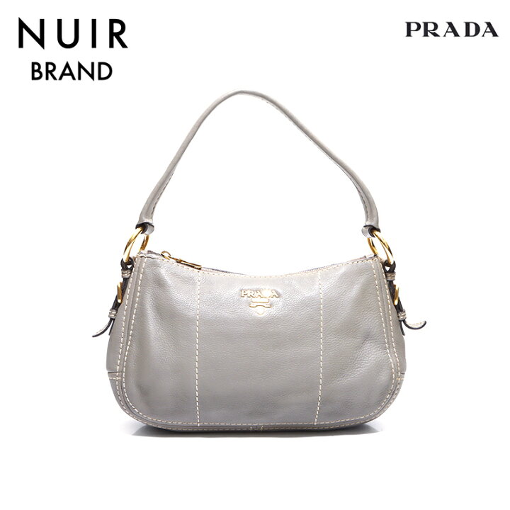 楽天市場】プラダ PRADA ロゴ ハンドバッグ レザー グレー 