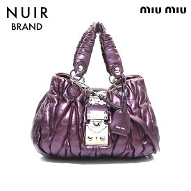 【全品10%OFF】ミュウ ミュウ Miu Miu メタリック ハンドバッグ パープル WS5933 【中古】【セール】【クーポン 5/27 1:59まで】