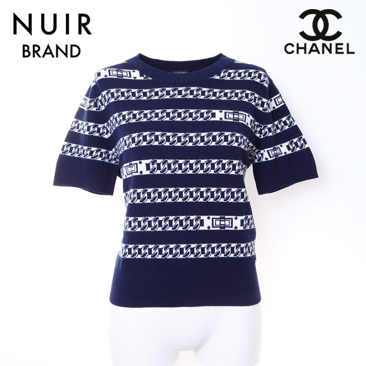 楽天市場】シャネル CHANEL ボーダー 半袖 ニット カシミヤ ネイビー 