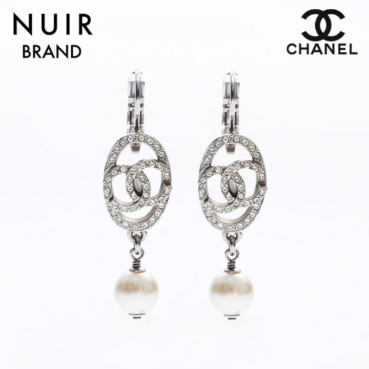 シャネル CHANEL ココマーク シルバー パール ライトストーン イヤリング 