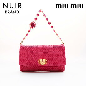 ミュウ ミュウ Miu Miu マトラッセ チェーン ショルダーバッグ ピンク WS7341 【中古】