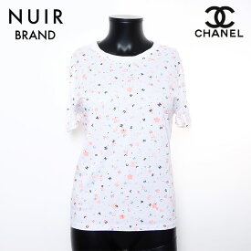 【エントリー＋お気に入り登録でポイントGET！8日間限定全商品10%OFF！ 1/16 15：59まで】 シャネル CHANEL ロゴ 総柄 カットソー 半袖Tシャツ ホワイト WS9403 【中古】