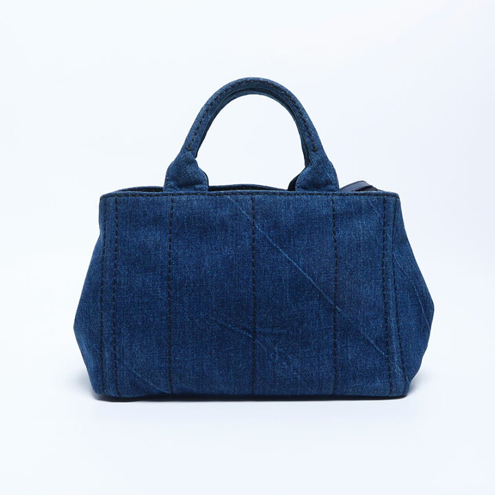 楽天市場】プラダ PRADA カナパ デニム 2way ハンドバッグ ブルー 