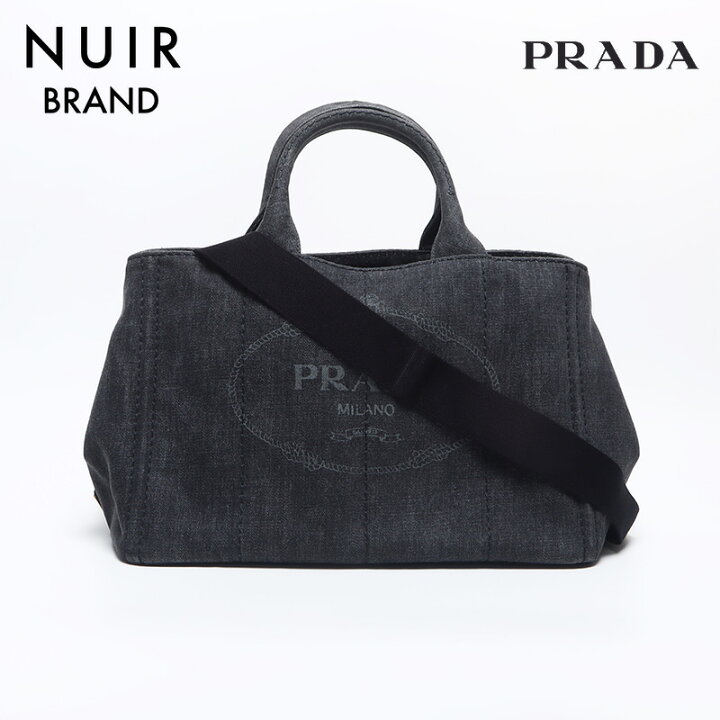 楽天市場】プラダ PRADA カナパ デニム 2way ハンドバッグ グレー 