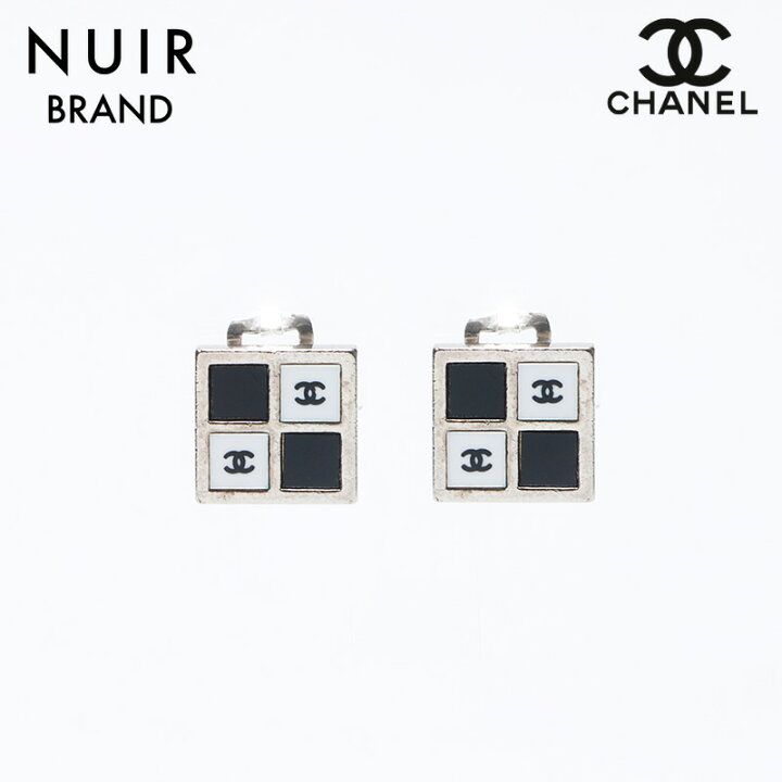 楽天市場】シャネル CHANEL 01P ココマーク スクエア モノクロ ピアス 
