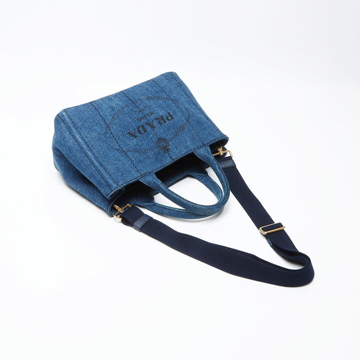楽天市場】プラダ PRADA カナパ デニム 2way ハンドバッグ ネイビー 