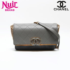 シャネル CHANEL キャビアスキン × スエード チェーン ココマーク 26番台 2017-2018 ショルダーバッグ グレー WS12612 【中古】