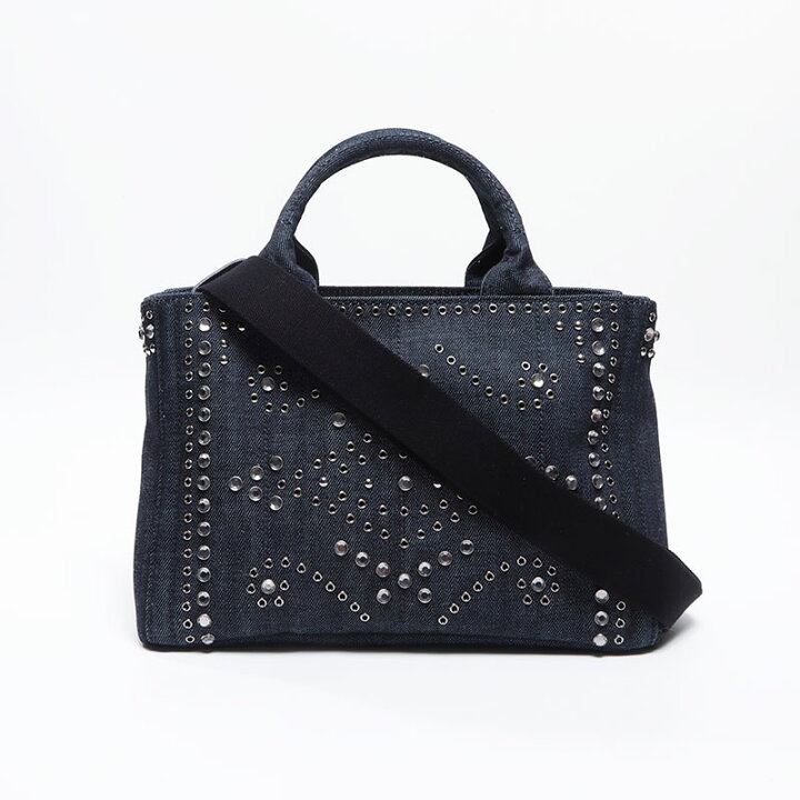 楽天市場】プラダ PRADA カナパ スタッズ デニム S ハンドバッグ 