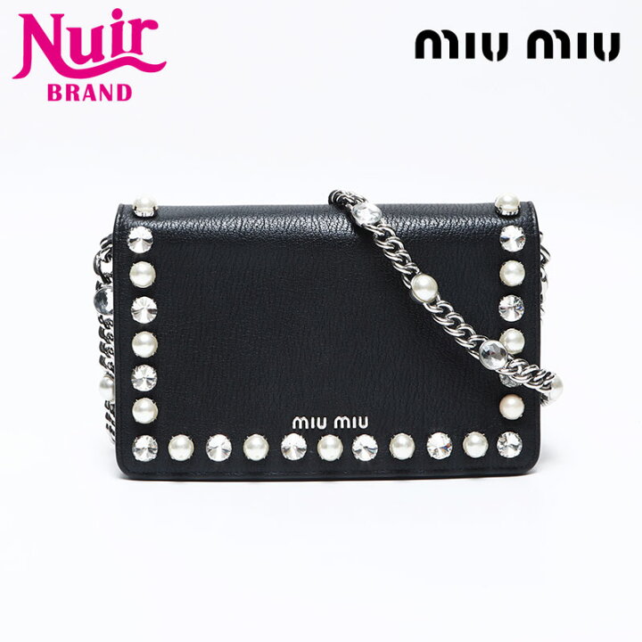 楽天市場】ミュウ ミュウ Miu Miu レザー ビジュー パール チェーン 