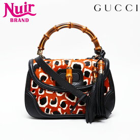 グッチ GUCCI バンブー ハラコ 2way ハンドバッグ ブラック WS20598 【中古】