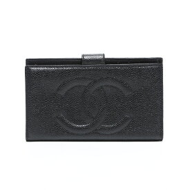 【ポイント最大47倍!3日間限定10%OFF 12/15 23:59まで】シャネル CHANEL 2番台 キャビアスキン 1991-1994 ココマーク 長財布 ブラック WS23306 【中古】