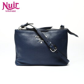 プラダ PRADA レザー ショルダーバッグ ネイビー WS25785 【中古】