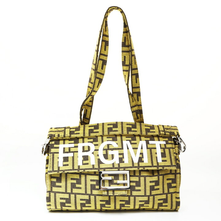 美品 FENDI フェンディ ズッカ レオパード柄 イエロー 黄 キャンバス 
