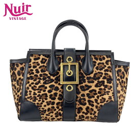 【ポイント最大47.5倍 全商品10%OFF! 7/26 01:59まで】グッチGUCCIハラコ レオパード柄トートバッグブラックWS30586【中古】
