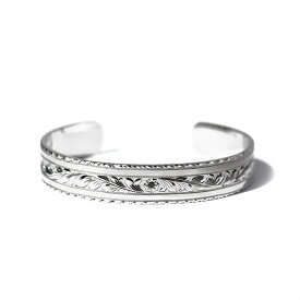 【SV925 ハワイアン Kupe'e(クペエ) カフバングル】ハワイアンジュエリー ハワジュ Hawaiian jewelry puaally プアアリ シルバー SV 手彫り 鍛造 プレゼント 女性 男性 ペア ブレスレット フラ 日本製