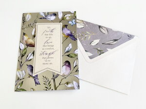 【カード】Greeting card グリーティングカード レターセット お手紙 メッセージカード ギフト 贈り物 お祝い 封筒付き 海外雑貨 おしゃれ かわいい インテリア 上品 鳥 bird 葉 グリーン leaf シル