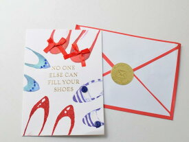 【カード】Greeting Card 友達 親友 ベストフレンド オシャレ かわいい 海外デザイン 靴 シューズ ゴールド ラメ キラキラ メッセージ付き グリーティングカード レターセット アート 絵 お手紙 メッセージカード ギフト 贈り物 封筒付き 海外雑貨