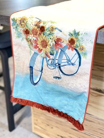 【テーブルランナー】 自転車テーブルランナー ひまわりテーブルランナー ナチュラル キッチン パーティ ディナー テーブル テーブルクロス 敷物 長方形 スクエア ロング ダイニング 食卓 机 インテリア 高級感 海外 雑貨 海外輸入 模様替え