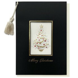 【クリスマスイタリアカード】 タッセル付き イタリア クリスマス クリスマスツリー 黒 ブラック ゴールド 3