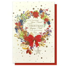 【クリスマスカード】イタリアカード リース 中紙付 定形内 おしゃれ 紙製