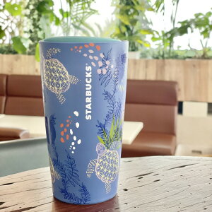 【送料無料】【Starbucks coffee HAWAII】 DOUBLE WALL CERAMIC MAG　セラミックマグ ハワイ限定 希少 スターバックス コーヒー 水色 マグ マグカップ コップ ロゴ入り 蓋つき スタバ スタバ限定 ハワイ 南