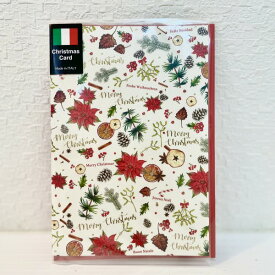 【クリスマスカード】 メッセージカード ホリデー 柊 フルーツ ミックス イタリア インポート ITALY 海外輸入