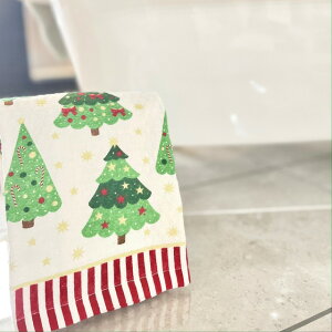 【キッチンタオル】クリスマスツリー柄 キッチンタオル クリスマス ハワイ ハワイアン雑貨 海外品 輸入雑貨 キッチン 台所 HAWAII コットン100% ギフト プレゼント 粗品m3