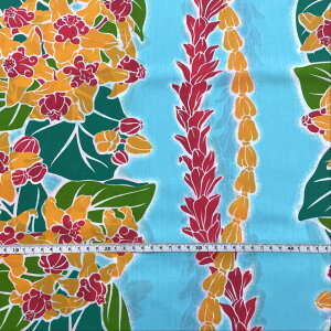 【ハワイ直輸入】【ハワイアンプリント】ハンドメイド生地 ハワイアン柄 カット生地 薄手 約115cm×0.5yd ブルー レッド オレンジ グリーン フラワー ハワイアン ハンドメイド 手芸 布 ファブ