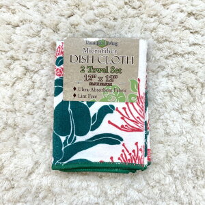 【Kauhale Living】【ディッシュクロス】ハワイアン 2枚セット 2枚組 ふきん ハワイアン柄 グリーン レッド ホワイト マイクロファイバー キッチン用品 海外品 海外雑貨 輸入雑貨 ギフト プレゼ