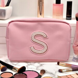 【ハワイ入荷】ポーチ イニシャル S マチあり 大きめ ピンク パール ゴールド キラキラ ハワイアン ハワイ HAWAII 海外品 海外輸入 ko