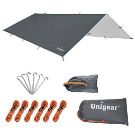 防水タープ キャンプ タープ テント XLサイズ(300×400cm) グレー 軽量 日除け 高耐水加工 紫外線カット 遮熱 サンシェルター ポータ